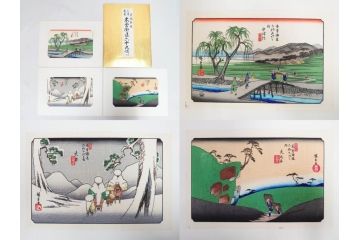 復刻版　山田書院　手摺　木版　歌川広重　渓斎英泉　全24巻・69図+肖像画　2枚欠品　木曽街道六十九次(木版画・浮世絵、中津川変わり図含)(R-082821)