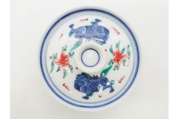 有田焼　伊万里　染錦　獅子　宝珠　約9cm　2.9寸　匠の美技を感じる蓋付き茶碗5客セット(珍味入れ、器、どんぶり、和食器、二寸九分)(R-082824)
