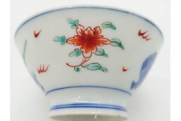 有田焼　伊万里　染錦　獅子　宝珠　約9cm　2.9寸　匠の美技を感じる蓋付き茶碗5客セット(珍味入れ、器、どんぶり、和食器、二寸九分)(R-082824)