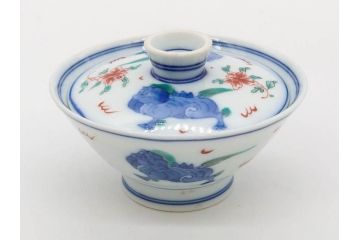 有田焼　伊万里　染錦　獅子　宝珠　約9cm　2.9寸　匠の美技を感じる蓋付き茶碗5客セット(珍味入れ、器、どんぶり、和食器、二寸九分)(R-082824)