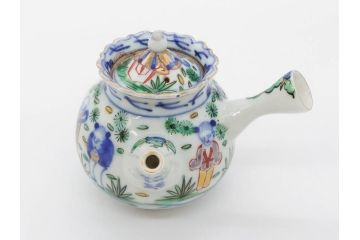 大明萬暦年製　五彩　唐人　寛ぎの時間を演出する煎茶器セット(急須、湯冷まし、煎茶碗、湯呑み、湯のみ、竹林、賢人、竜、龍、金彩、茶道具、共箱付)(R-082825)