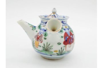 大明萬暦年製　五彩　唐人　寛ぎの時間を演出する煎茶器セット(急須、湯冷まし、煎茶碗、湯呑み、湯のみ、竹林、賢人、竜、龍、金彩、茶道具、共箱付)(R-082825)