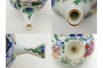 大明萬暦年製　五彩　唐人　寛ぎの時間を演出する煎茶器セット(急須、湯冷まし、煎茶碗、湯呑み、湯のみ、竹林、賢人、竜、龍、金彩、茶道具、共箱付)(R-082825)