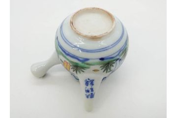 大明萬暦年製　五彩　唐人　寛ぎの時間を演出する煎茶器セット(急須、湯冷まし、煎茶碗、湯呑み、湯のみ、竹林、賢人、竜、龍、金彩、茶道具、共箱付)(R-082825)