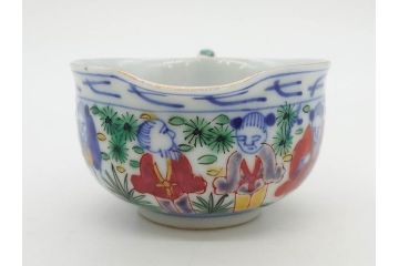 大明萬暦年製　五彩　唐人　寛ぎの時間を演出する煎茶器セット(急須、湯冷まし、煎茶碗、湯呑み、湯のみ、竹林、賢人、竜、龍、金彩、茶道具、共箱付)(R-082825)