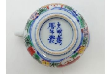 大明萬暦年製　五彩　唐人　寛ぎの時間を演出する煎茶器セット(急須、湯冷まし、煎茶碗、湯呑み、湯のみ、竹林、賢人、竜、龍、金彩、茶道具、共箱付)(R-082825)