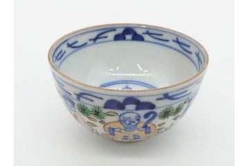 大明萬暦年製　五彩　唐人　寛ぎの時間を演出する煎茶器セット(急須、湯冷まし、煎茶碗、湯呑み、湯のみ、竹林、賢人、竜、龍、金彩、茶道具、共箱付)(R-082825)