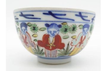 大明萬暦年製　五彩　唐人　寛ぎの時間を演出する煎茶器セット(急須、湯冷まし、煎茶碗、湯呑み、湯のみ、竹林、賢人、竜、龍、金彩、茶道具、共箱付)(R-082825)