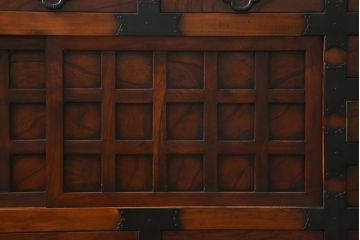 中古　存在感のある佇まいが魅力的なアンティーク調の時代箪笥サイドボード(収納棚、戸棚、収納箪笥、整理箪笥、サイドキャビネット、引き出し)(R-082836)