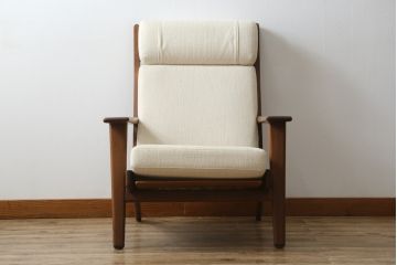 デンマークビンテージ　GETAMA(ゲタマ)　Hans J Wegner(ハンス・J・ウェグナー)　GE290A　オーク材　くつろぎの空間を演出するイージーチェア(椅子、イス、アームチェア、1P、一人掛け、1人掛けソファ、ヴィンテージ、北欧)(R-082844)