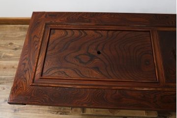 中古　美品!!　岩谷堂箪笥　菊幸　欅(ケヤキ)材　漆塗り　美しく迫力のある杢目が魅力的な長火鉢(木製火鉢、囲炉裏テーブル、ローテーブル、センターテーブル、リビングテーブル、座卓)(R-082845)