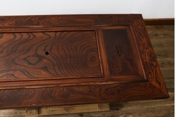 中古　美品!!　岩谷堂箪笥　菊幸　欅(ケヤキ)材　漆塗り　美しく迫力のある杢目が魅力的な長火鉢(木製火鉢、囲炉裏テーブル、ローテーブル、センターテーブル、リビングテーブル、座卓)(R-082845)