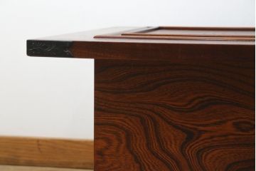 中古　美品!!　岩谷堂箪笥　菊幸　欅(ケヤキ)材　漆塗り　美しく迫力のある杢目が魅力的な長火鉢(木製火鉢、囲炉裏テーブル、ローテーブル、センターテーブル、リビングテーブル、座卓)(R-082845)