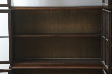 イギリスアンティーク　人気の薄型　希少サイズ　オーク材　シンプルな大型ブックケース(キャビネット、飾り棚、本棚、本箱、書棚、陳列棚、ガラス戸棚、収納棚、ディスプレイケース、店舗什器、英国)(R-082847)