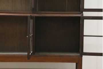 イギリスアンティーク　人気の薄型　希少サイズ　オーク材　シンプルな大型ブックケース(キャビネット、飾り棚、本棚、本箱、書棚、陳列棚、ガラス戸棚、収納棚、ディスプレイケース、店舗什器、英国)(R-082847)