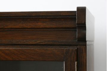 イギリスアンティーク　人気の薄型　希少サイズ　オーク材　シンプルな大型ブックケース(キャビネット、飾り棚、本棚、本箱、書棚、陳列棚、ガラス戸棚、収納棚、ディスプレイケース、店舗什器、英国)(R-082847)