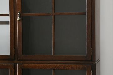イギリスアンティーク　人気の薄型　希少サイズ　オーク材　シンプルな大型ブックケース(キャビネット、飾り棚、本棚、本箱、書棚、陳列棚、ガラス戸棚、収納棚、ディスプレイケース、店舗什器、英国)(R-082847)