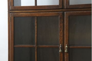 イギリスアンティーク　人気の薄型　希少サイズ　オーク材　シンプルな大型ブックケース(キャビネット、飾り棚、本棚、本箱、書棚、陳列棚、ガラス戸棚、収納棚、ディスプレイケース、店舗什器、英国)(R-082847)