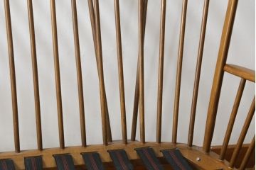 イギリスビンテージ　ERCOL(アーコール)　エバーグリーン　曲げ木のフレームが目を惹くハイバック2人掛けソファ(アームソファ、ラブソファ、二人掛け、ヴィンテージ、英国)(定価約72万円)(R-082849)