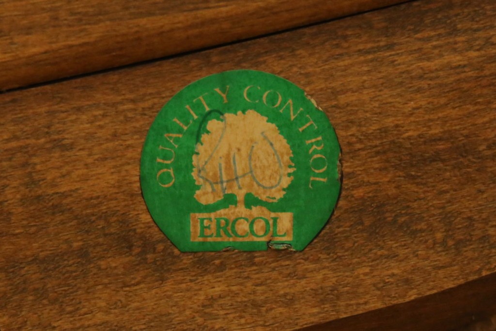 イギリスビンテージ　ERCOL(アーコール)　エバーグリーン　曲げ木のフレームが目を惹くハイバック2人掛けソファ　定価約72万円　(R-082849)