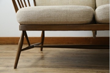 イギリスビンテージ　ERCOL(アーコール)　エバーグリーン　曲げ木のフレームが目を惹くハイバック2人掛けソファ　定価約72万円　(R-082849)