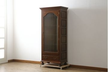 中古　特注品　松本民芸家具　シックな佇まいのキュリオケース(キャビネット、陳列棚、飾り棚、ガラスケース、コレクションケース、店舗什器)(R-082850)
