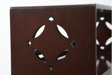 中古　美品　高級品!!　伝統工芸　箱根細工(寄木細工)　麻の葉文様が美しい茶棚(茶箪笥、茶タンス、収納棚、飾り棚、戸棚、サイドボード)(定価推定約60万円)(R-082852)