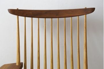和製ヴィンテージ　ジョージナカシマ　桜製作所　LOUNGE ARM(ラウンジアーム)　One Arm(ワンアーム、片肘)　CN103　クッション付き　モダンに洗練された右アーム付きラウンジチェア(ジョージ・ナカシマ、アームチェア、イス、椅子、板座チェア、ビンテージ)(R-082853)