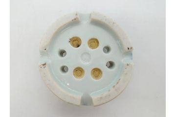 アンティーク　明治期　染付　唐草文　落ち着いた佇まいの碍子2点セット(電笠、電灯、照明器具、電材、陶器)(R-082856)