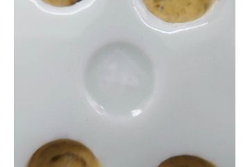 アンティーク　明治期　染付　唐草文　落ち着いた佇まいの碍子2点セット(電笠、電灯、照明器具、電材、陶器)(R-082856)