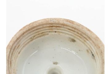 アンティーク　明治期　染付　唐草文　落ち着いた佇まいの碍子2点セット(電笠、電灯、照明器具、電材、陶器)(R-082856)