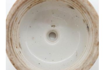 アンティーク　明治期　染付　唐草文　落ち着いた佇まいの碍子2点セット(電笠、電灯、照明器具、電材、陶器)(R-082856)