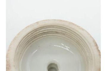 アンティーク　明治期　染付　唐草文　落ち着いた佇まいの碍子2点セット(電笠、電灯、照明器具、電材、陶器)(R-082856)