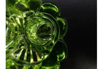 ウランガラス　ハート　花型　繊細で可愛らしいインク壺2点セット(インク壷、インク入れ、インキ、小物入れ、硝子)(R-082857)