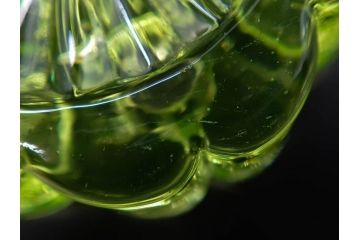 ウランガラス　ハート　花型　繊細で可愛らしいインク壺2点セット(インク壷、インク入れ、インキ、小物入れ、硝子)(R-082857)