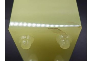 ジャンク品　戦前　当時物　ウランガラス　鶴巻時計店英工舎(EIKOSHA)　ゼンマイ式　空間に温かみをもたらす置時計(硝子、枕時計)(R-082858)