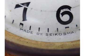 ジャンク品　戦前　当時物　ウランガラス　精工舎(SEIKOSHA・セイコー)　ゼンマイ式　8DAY(8日巻)　ノスタルジックな佇まいの置時計(硝子、枕時計)(R-082859)