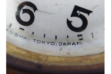 ジャンク品　戦前　当時物　ウランガラス　精工舎(SEIKOSHA・セイコー)　ゼンマイ式　8DAY(8日巻)　ノスタルジックな佇まいの置時計(硝子、枕時計)(R-082859)