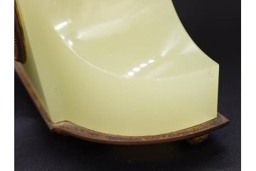 ジャンク品　戦前　当時物　ウランガラス　精工舎(SEIKOSHA・セイコー)　ゼンマイ式　8DAY(8日巻)　ノスタルジックな佇まいの置時計(硝子、枕時計)(R-082859)