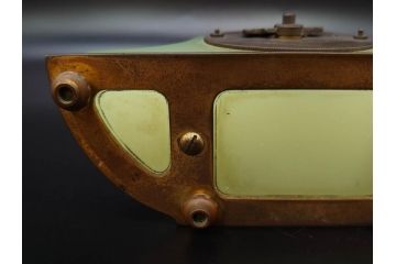 ジャンク品　戦前　当時物　ウランガラス　精工舎(SEIKOSHA・セイコー)　ゼンマイ式　8DAY(8日巻)　ノスタルジックな佇まいの置時計(硝子、枕時計)(R-082859)