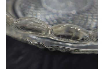 明治〜大正期　プレスガラス　繊細な模様が映えるガラス皿5枚セット(レース、フリル、小皿、深皿、硝子、和ガラス)(R-082860)