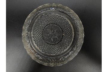 明治〜大正期　プレスガラス　繊細な模様が映えるガラス皿5枚セット(レース、フリル、小皿、深皿、硝子、和ガラス)(R-082860)