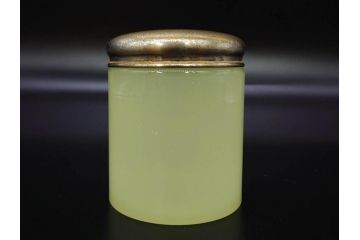 戦前 当時物 ウランガラス 上品な佇まいの小物入れ&灰皿セット(蓋物、アシュトレイ、和ガラス、硝子瓶)(R-082861)