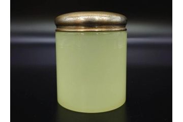 戦前 当時物 ウランガラス 上品な佇まいの小物入れ&灰皿セット(蓋物、アシュトレイ、和ガラス、硝子瓶)(R-082861)