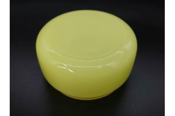 戦前 当時物 ウランガラス 上品な佇まいの小物入れ&灰皿セット(蓋物、アシュトレイ、和ガラス、硝子瓶)(R-082861)