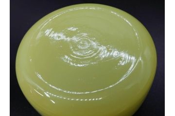 戦前 当時物 ウランガラス 上品な佇まいの小物入れ&灰皿セット(蓋物、アシュトレイ、和ガラス、硝子瓶)(R-082861)