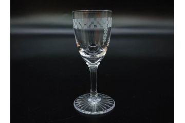 帝国ホテル　フランク・ロイド・ライト　気品あふれるグラス6客セット(市松模様、リキュール、ショット、酒器、酒杯、ガラス、硝子、外箱付)(R-082863)