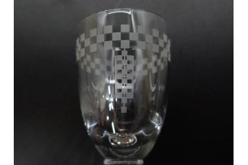 帝国ホテル　フランク・ロイド・ライト　気品あふれるグラス6客セット(市松模様、リキュール、ショット、酒器、酒杯、ガラス、硝子、外箱付)(R-082863)