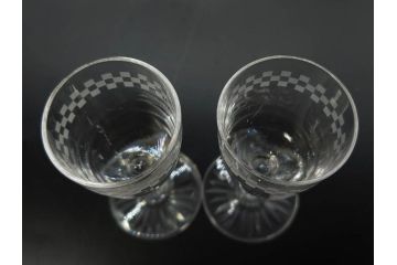 帝国ホテル　フランク・ロイド・ライト　気品あふれるグラス6客セット(市松模様、リキュール、ショット、酒器、酒杯、ガラス、硝子、外箱付)(R-082863)