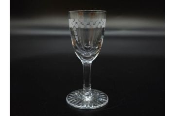 帝国ホテル　フランク・ロイド・ライト　気品あふれるグラス6客セット(市松模様、リキュール、ショット、酒器、酒杯、ガラス、硝子、外箱付)(R-082863)